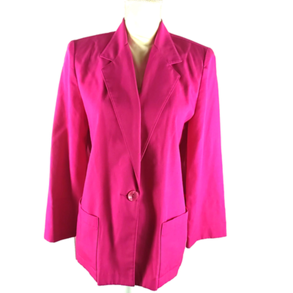 Sag Harbor Women's Size 10 Pink Button Front Blazer Career Business Casual